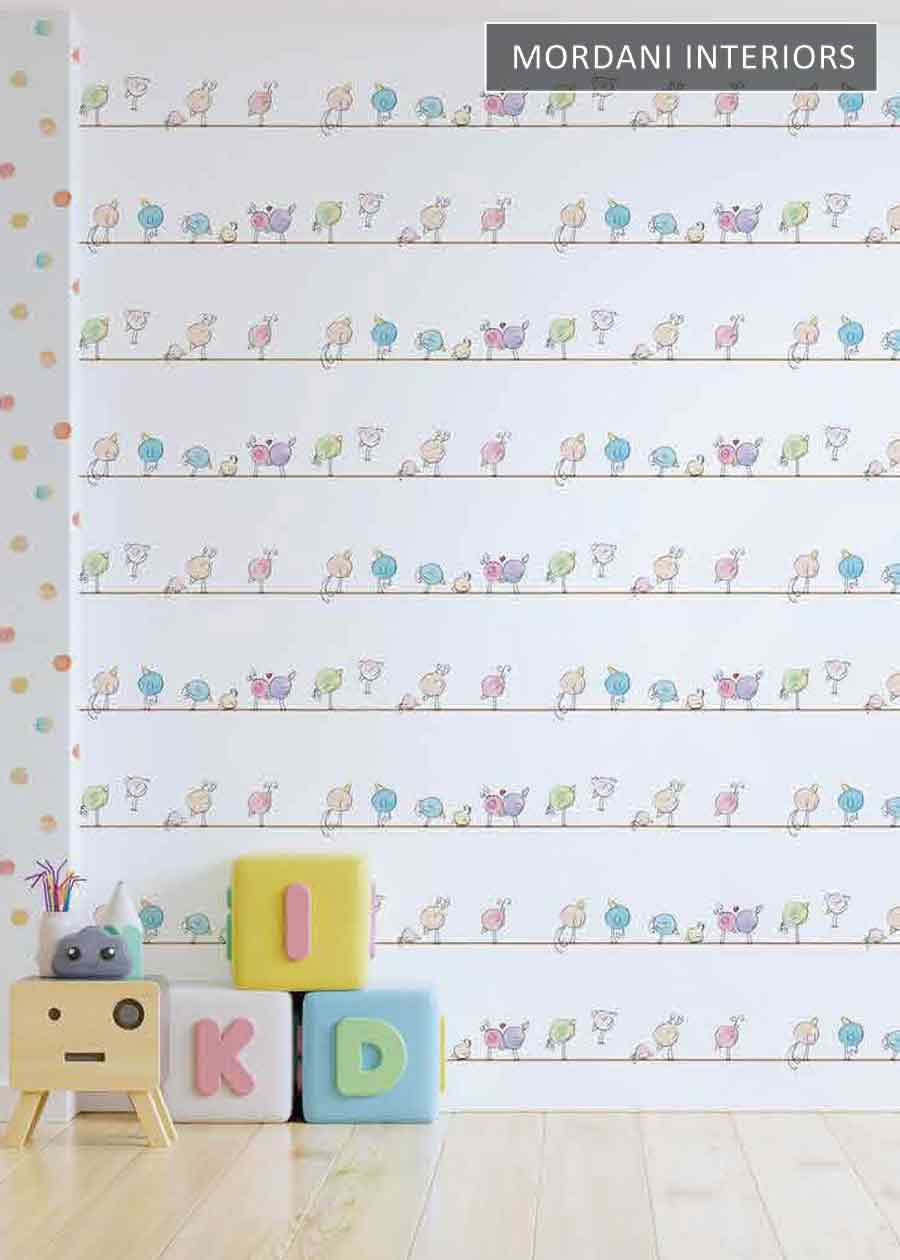 BIRDS LITTLE LOVE KIDS WALLPAPER DESIGN
